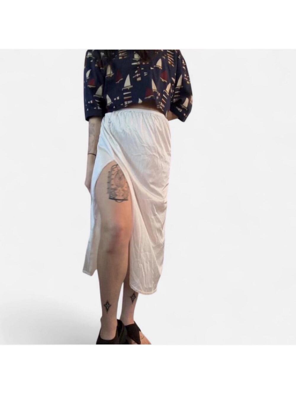 Vintage maxi slip skirt with lace detail